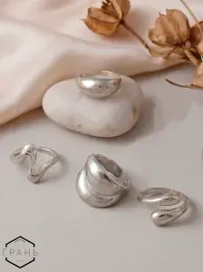 Женские кольца набор 4 штуки серебристые