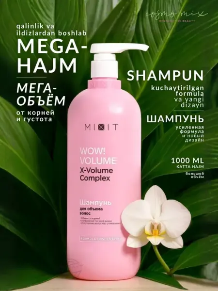 Шампунь для объёма волос с AHA & BHA кислотами, 1 л MIXIT