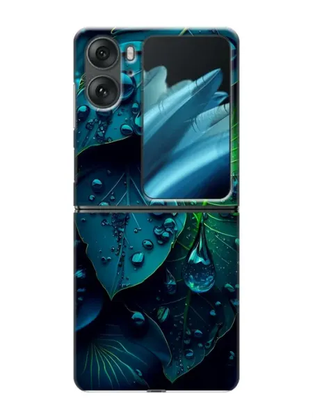 Чехол на OPPO Find N2 Flip Зеленые листья (женский) Marketclub