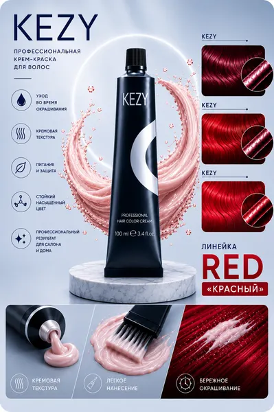 Краска для волос KEZY INVOLNE COLOR черничный брюнет 2.77 100МЛ , стойкая, без парабенов, для стойкого окрашивания