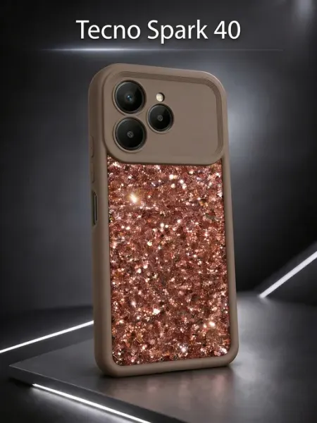 Чехол на Tecno Spark 40 защитный с блёстками ЧЕХОЛБЕРИ