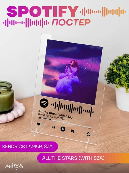 Spotify постер акриловый SZA All the stars