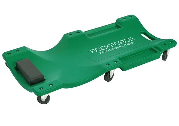 Лежак для автослесаря ROCKFORCE, пластиковый, на 6 колесах, зеленый