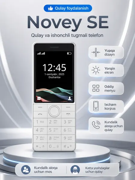 Кнопочный мобильный телефон NOVEY SE Special Edition, большой экран 2,8 дюйма, 2 SIM-карты, аккумулятор 1400 мА·ч