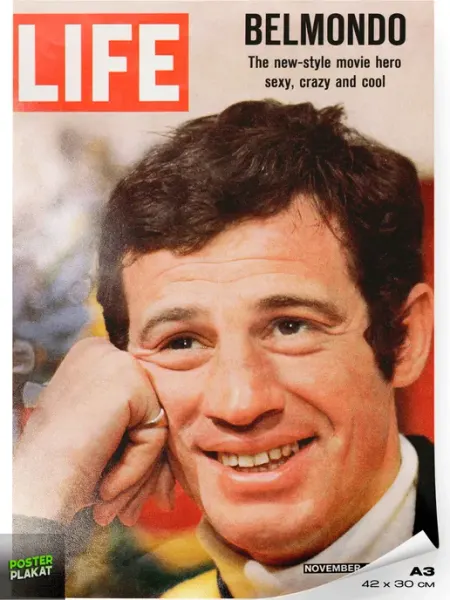 Постер LIFE Жан-Поль Бельмондо Jean-Paul Belmondo на стену Постер Плакат