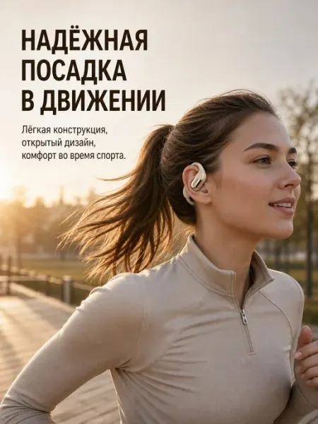 Открытые OWS наушники, дисплей заряда, ENC шумоподавление