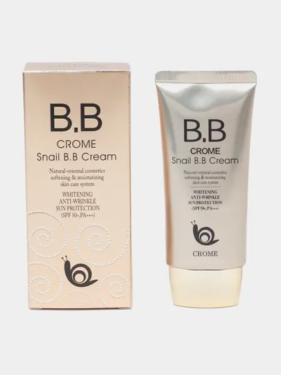 CROME SNAIL BB krem SPF50, с муцином улитки, отбеливающий тональный крем
