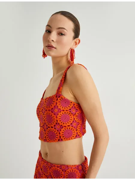 KOTON Embroidered Crop Tank Top