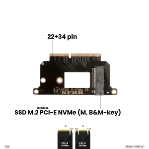 Адаптер-переходник для установки SSD M.2 2230/2242 PCI-E NVMe (M, B&M-key) в разъем 22+34 pin MacBook Pro 13" A1708, 2016-2017, N-1708A V5