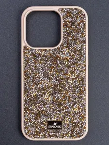 Чехол Swarovski на iPhone 14 Pro 6.1" / Чехол Сваровски на айфон 14 Pro / Золотой