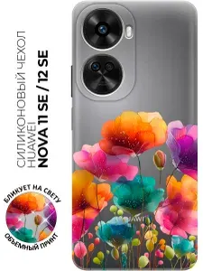 Чехол на Huawei nova 11 SE / 12 SE с принтом "Россыпь разноцветных цветов"