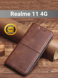 Чехол книжка elitcase на Realme 11 4G / Реалми 11 4G (Тёмно-коричневая)