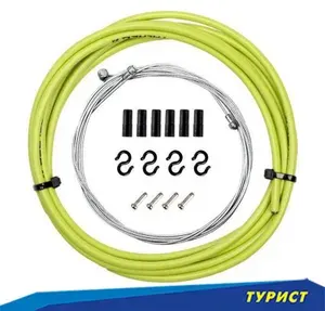 Трос тормозной Trlreq комплект: 110 + 170 см с зеленой рубашкой для велосипеда
