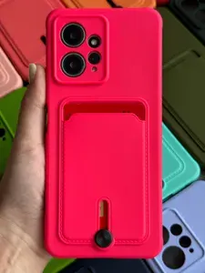Чехол на Redmi Note 12 4G фуксия с карманом для банковской карты