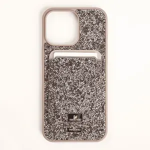 Чехол iPhone 16 Pro Swarovski Magsafe с картхолдером / Чехол сваровски для айфона 16 Про с магсейф / Титан