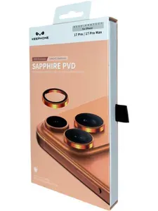 SAPPHIRE Keephone Линзы на камеру iPhone 17 Pro/ iPhone 17 Pro Max,сапфировые линзы, защитное стекло на камеру, алюминиевый сплав, цвет COSMIC ORANGE (ОРАНЖЕВЫЕ)