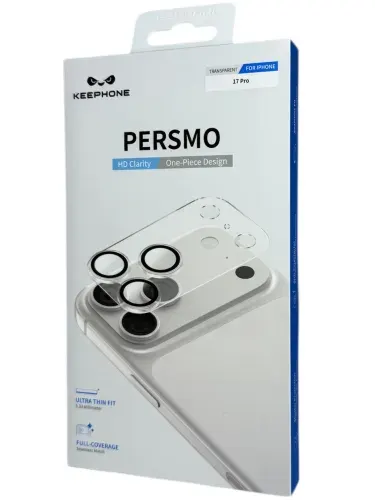 Keephone Persmo Линзы на камеру iPhone 17 Pro, защитное стекло на всю камеру, цвет Transparent (прозрачные), полная защита камеры