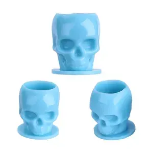 Колпачки под тату краску в виде черепа, eмкости для пигментов Skull Ink Cup Blue, 50 штук