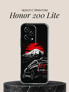 Силиконовый чехол на Honor 200 Lite с принтом Машина и Гора