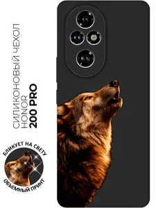 Силиконовый чехол на Honor 200 pro с принтом "Песнь луны" матовый черный