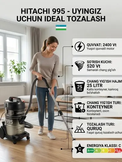 Пылесос, Hitachi CV-995HC/GB — мощный и вместительный