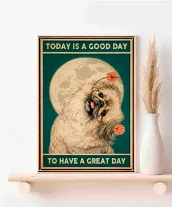Пекинес, Today is a Good Day..., Плакат Акварель А3 ( 30х42 см. )