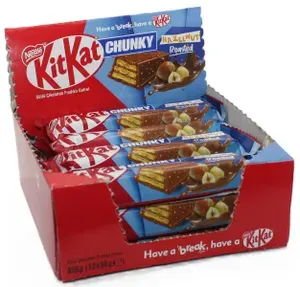Батончик KITKAT Chunky Hazelnut Roasted хрустящая вафля в молочном шоколаде с кусочками фундука 38г*12штук