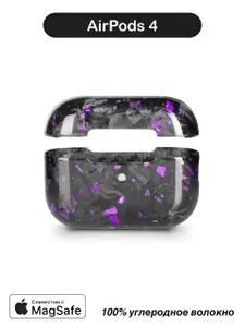 Карбоновый чехол AirPods 4 - кованый карбон, глянцевый (FG-AMETHYST)