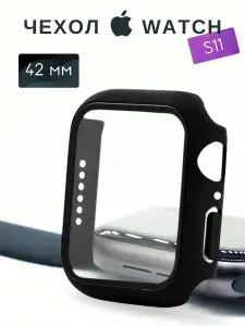 Чехол на умные часы Apple Watch S11 c диагональю 42 мм - Противоударный тонкий бампер с защитой от повреждений, грязи и отпечатков, черный