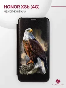 Чехол для Honor X8b 4G с рисунком, защитный, противоударный, с магнитом, черный с принтом ОРЁЛ / Хонор Х8b 4G