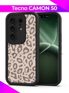 Чехол на Tecno Camon 50 / Текно Камон 50 с принтом, Леопард нюдовый