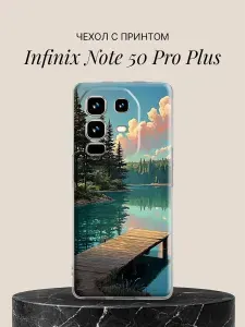 Чехол на Infinix Note 50 Pro Plus с принтом Озеро в хвойном лесу