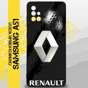 Чехол на Samsung A51 / на Самсунг А 51 с принтом авто Рено, Renault черный силиконовый