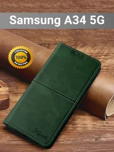 Чехол книжка elitcase на Samsung A34 5G / Самсунг А34 5G (Тёмно-зелёная)