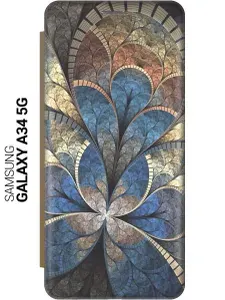 Чехол-книжка на Samsung Galaxy A34 5G / Самсунг А34 c принтом "Великолепный век" золотистый