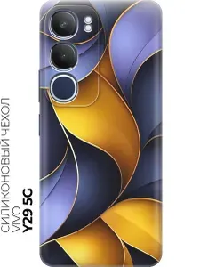 Чехол на Vivo Y29 5G / Vivo Y19s /IQOO Z10X 5G с принтом "Желто-сиреневые изгибы"
