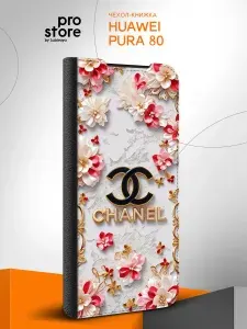 Чехол на Huawei Pura 80 / Хуавей Пура 80 с рисунком Цветочный логотип Шанель