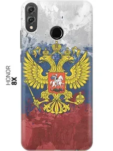 Cиликоновый чехол на Honor 8X / Хонор 8Х с принтом "Герб и Флаг РФ"