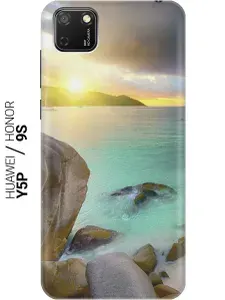 Силиконовый чехол на Huawei Y5P / Honor 9S / Хуавей У5Р / Хонор 9 эс с принтом "Закат на каменистом берегу"