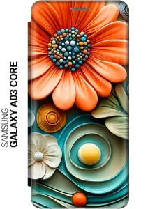 Чехол-книжка на Samsung Galaxy A03 Core с принтом "Весеннее панно" золотой