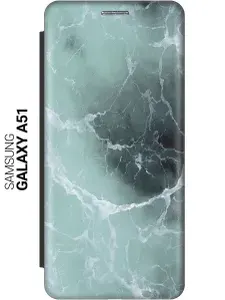 Чехол-книжка на Samsung Galaxy A51 / Самсунг А51 c принтом "Лазурный океан" черный