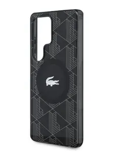 Чехол Lacoste на Samsung Galaxy S25 Ultra Magsafe из пластика и силикона, с принтом с двухслойным покрытием и логотипом Croc logo, PC/TPU, черный
