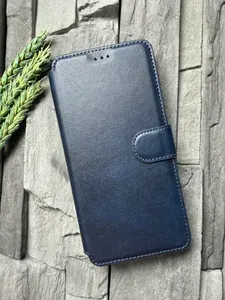 Чехол книжка для Xiaomi Poco F8 Pro кожаный с магнитной застежкой / Поко Ф8 Про с хлястиком / flip чехол для Poco F8 Pro с функцией подставки , синий