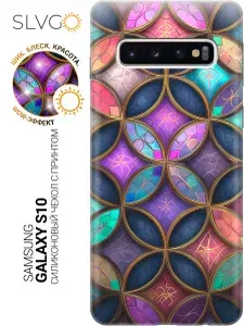 Силиконовый чехол на Samsung Galaxy S10 с принтом Золотой калейдоскоп, trn