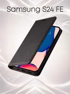 Чехол книжка для Samsung Galaxy S24 FE, с магнитом, матовый, чёрный