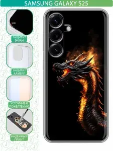 Чехол для Samsung Galaxy S25 с принтом Дракон