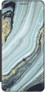 Чехол-книжка на Samsung Galaxy S8 / Самсунг С8 c принтом "Зеленый мрамор" черный