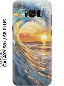 Силиконовый чехол на Samsung Galaxy S8+ с принтом "Волна и закат"