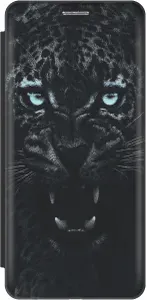 Чехол-книжка на Samsung Galaxy S8+ / Самсунг С8 Плюс c принтом "Голубоглазая пантера" черный