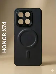 Чехол на Honor X7d MagSafe / Чехол Хонор Х7д защита камеры, противоударный магнит Максейф кожа черный